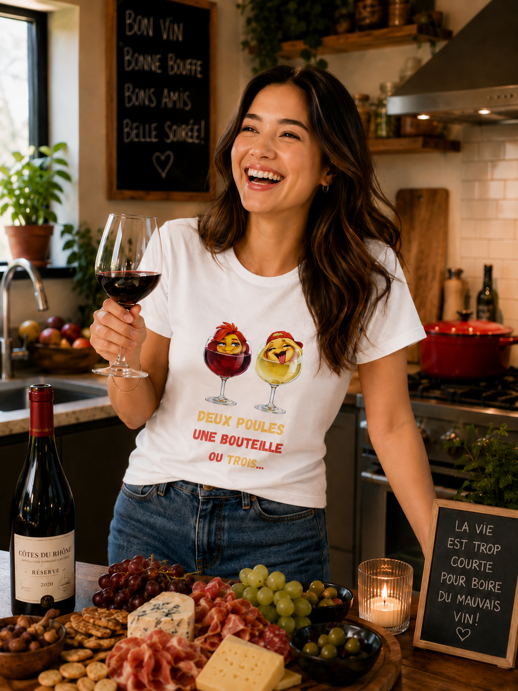 T-Shirt- Bouteilles de vins