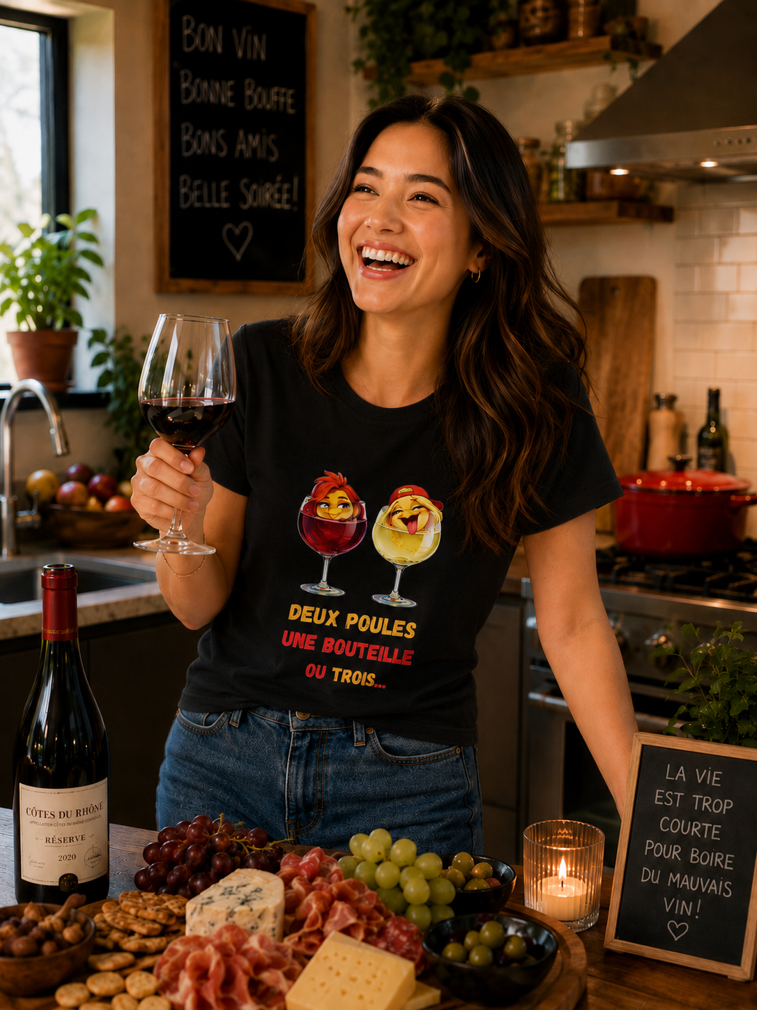 T-Shirt- Bouteilles de vins